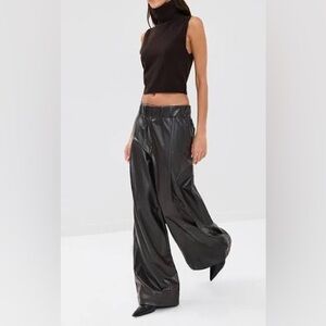 A.L.C. Dark Brown Faux Leather Pants